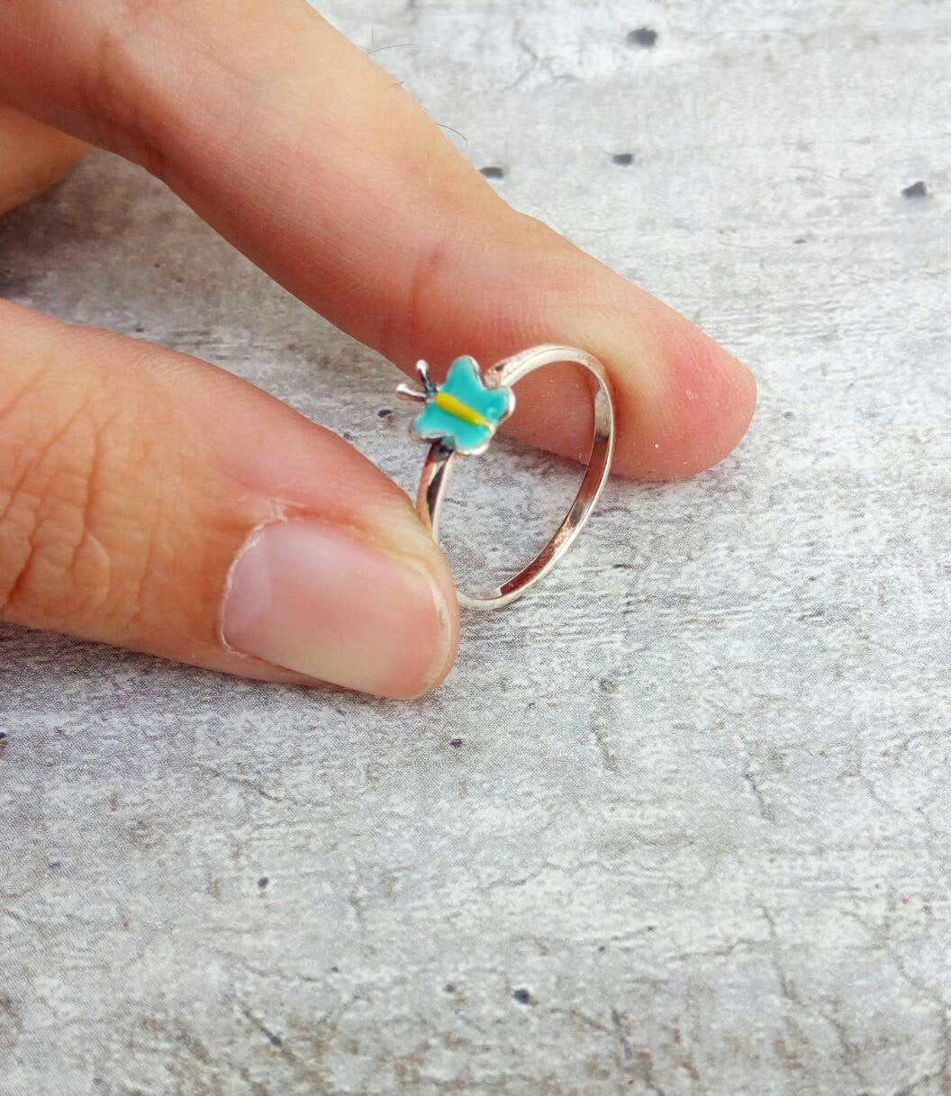 Silver Butterfly Ring, Little Sister Gift From Brother, Cute Pinky Ring