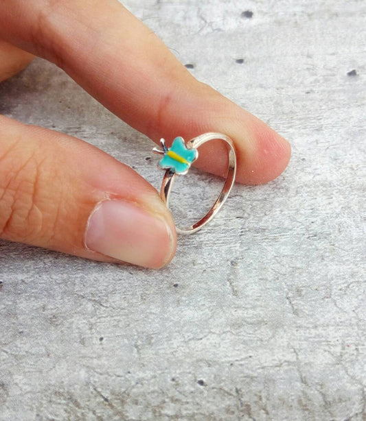 Silver Butterfly Ring, Little Sister Gift From Brother, Cute Pinky Ring
