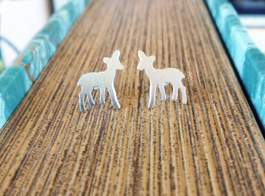 Deer Earrings, Silver Hypoallergenic Stud Earrings, Forest Earrings