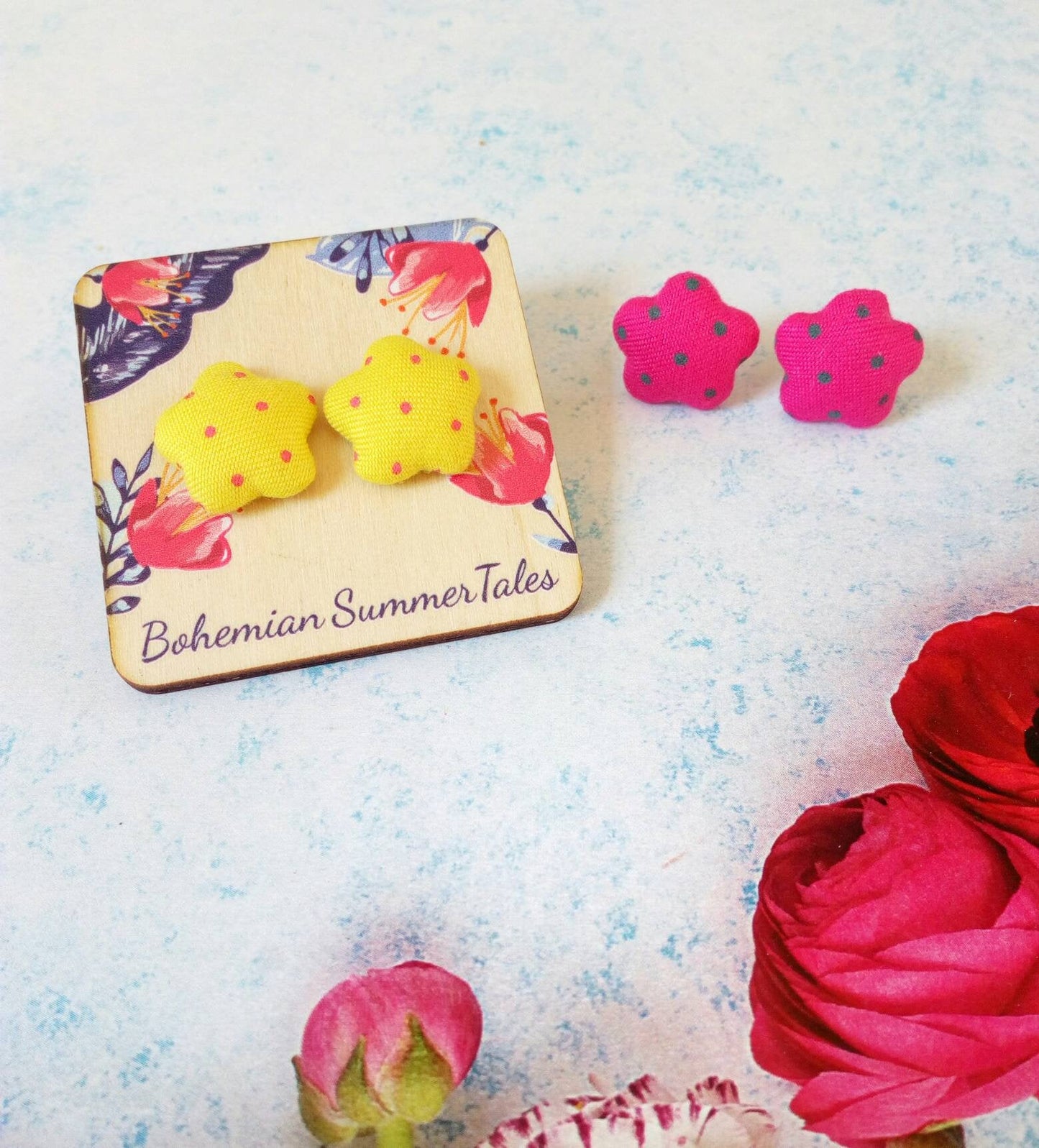 Star Button Earrings, Polka Dot Studs, Cute Everyday Jewellery For Her