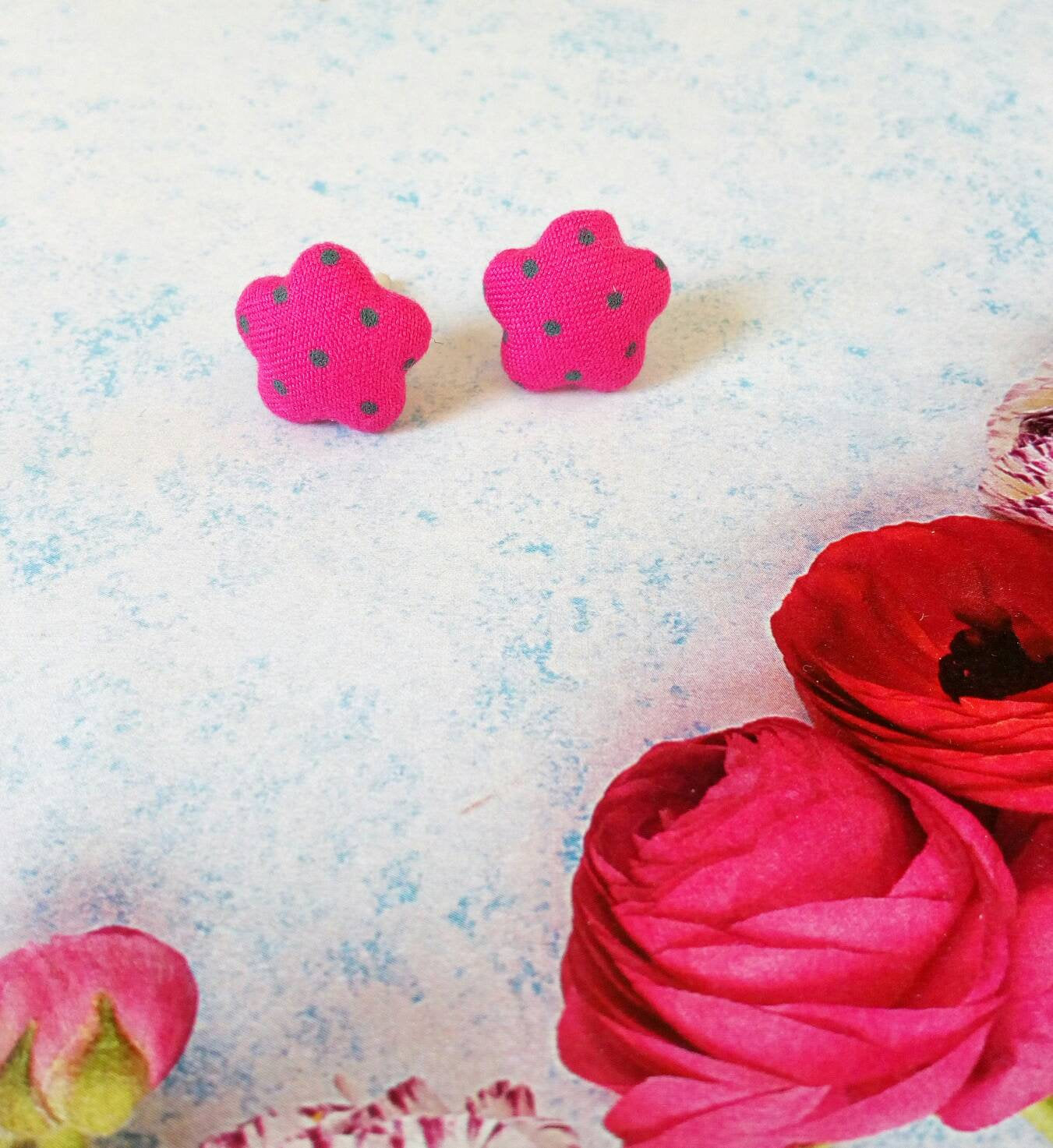 Star Button Earrings, Polka Dot Studs, Cute Everyday Jewellery For Her