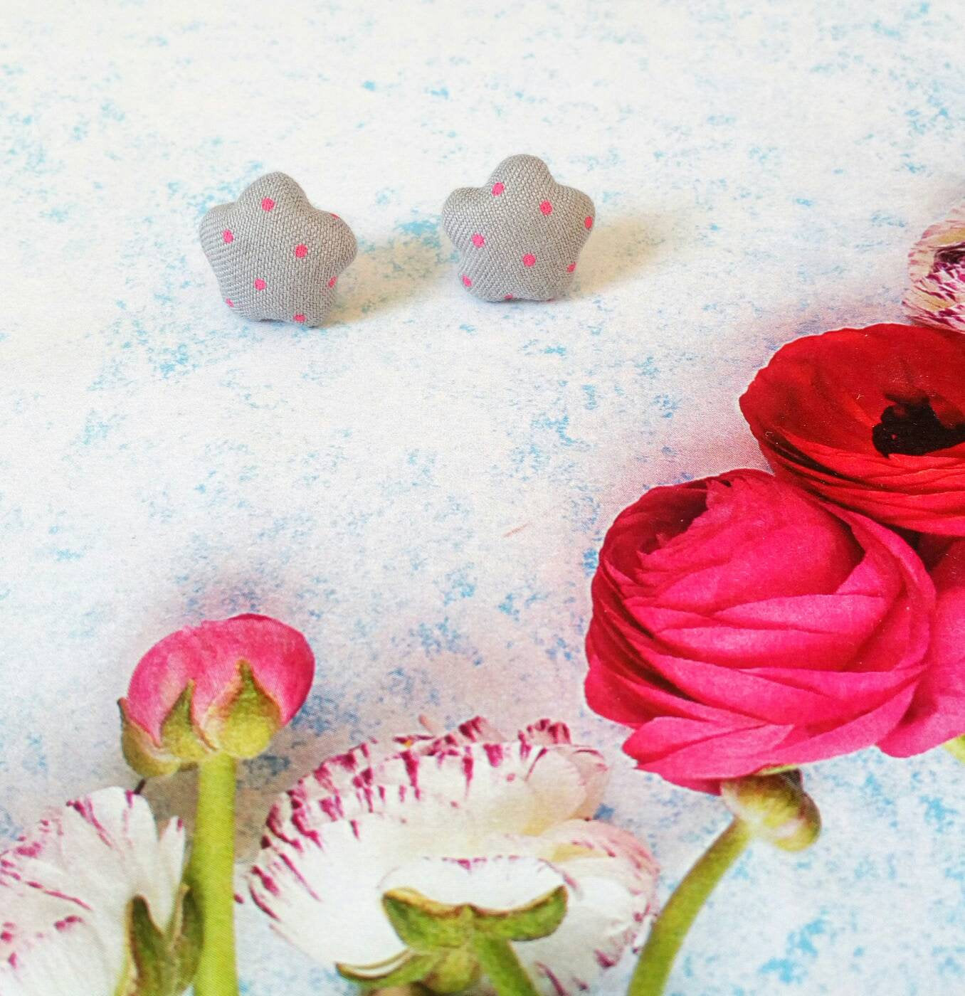 Star Button Earrings, Polka Dot Studs, Cute Everyday Jewellery For Her