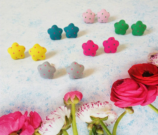 Star Button Earrings, Polka Dot Studs, Cute Everyday Jewellery For Her