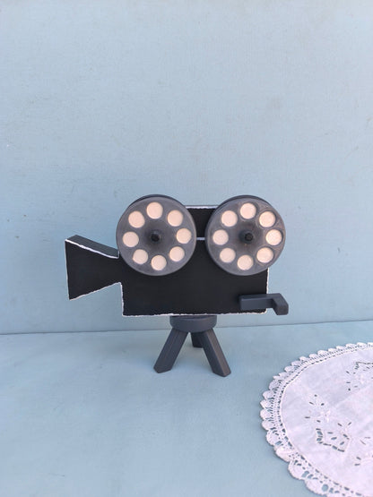 Vintage Film Movie Camera Coasters Holder with Set of 4 Ceramic Film Coasters, Filmmaker Gift Idea