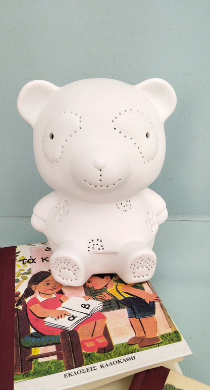 Porcelain Table Lamp, Cute Bear Nightstand Lamp For Kids Room