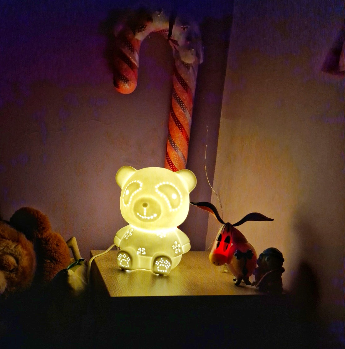 Porcelain Table Lamp, Cute Bear Nightstand Lamp For Kids Room
