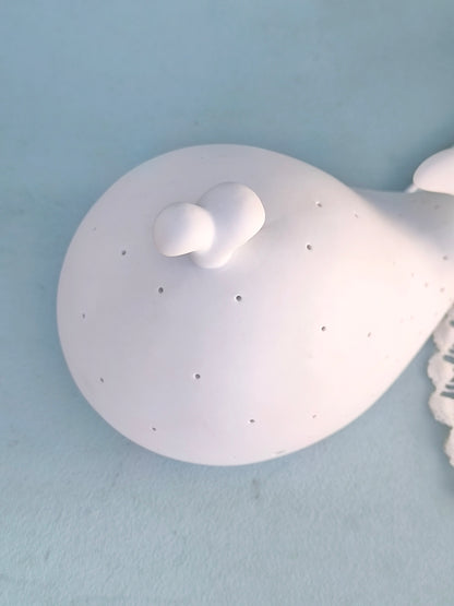 Whale Porcelain Table Lamp, Ocean Nursery Night Light, Cute Kids Room Nightstand Lamp Decor