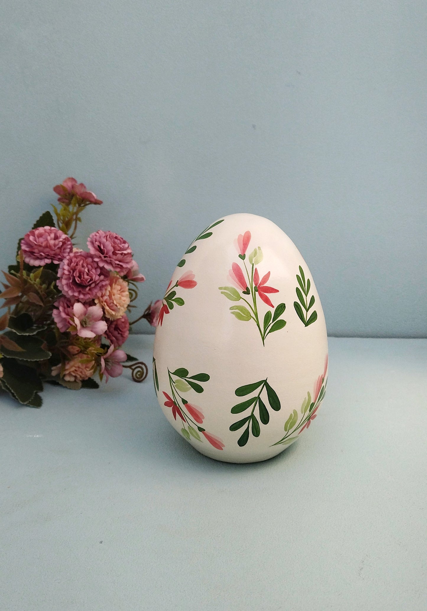 Handmade Ceramic EasterEgg With Flower Bouquets