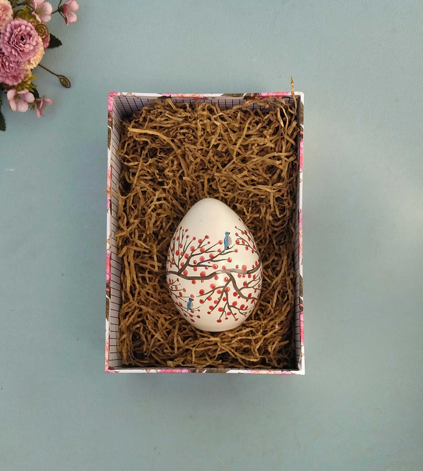 Πασχαλινό Κεραμικό Αυγό Πουλιά σε Κλαδιά