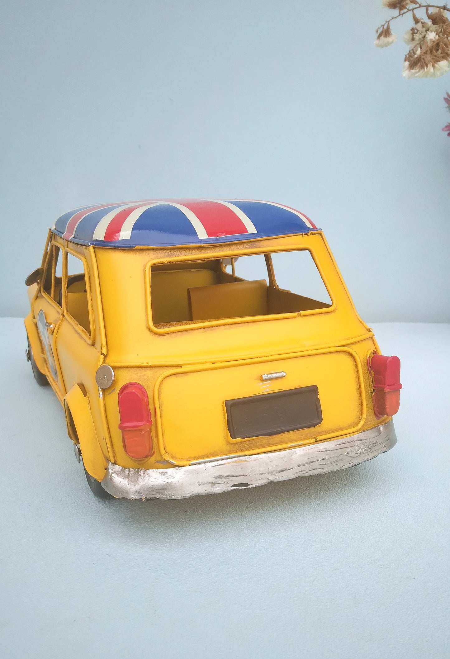 Retro Mini Cooper, Miniature Metal Car With English Flag, Gift Idea For Car Mechanic