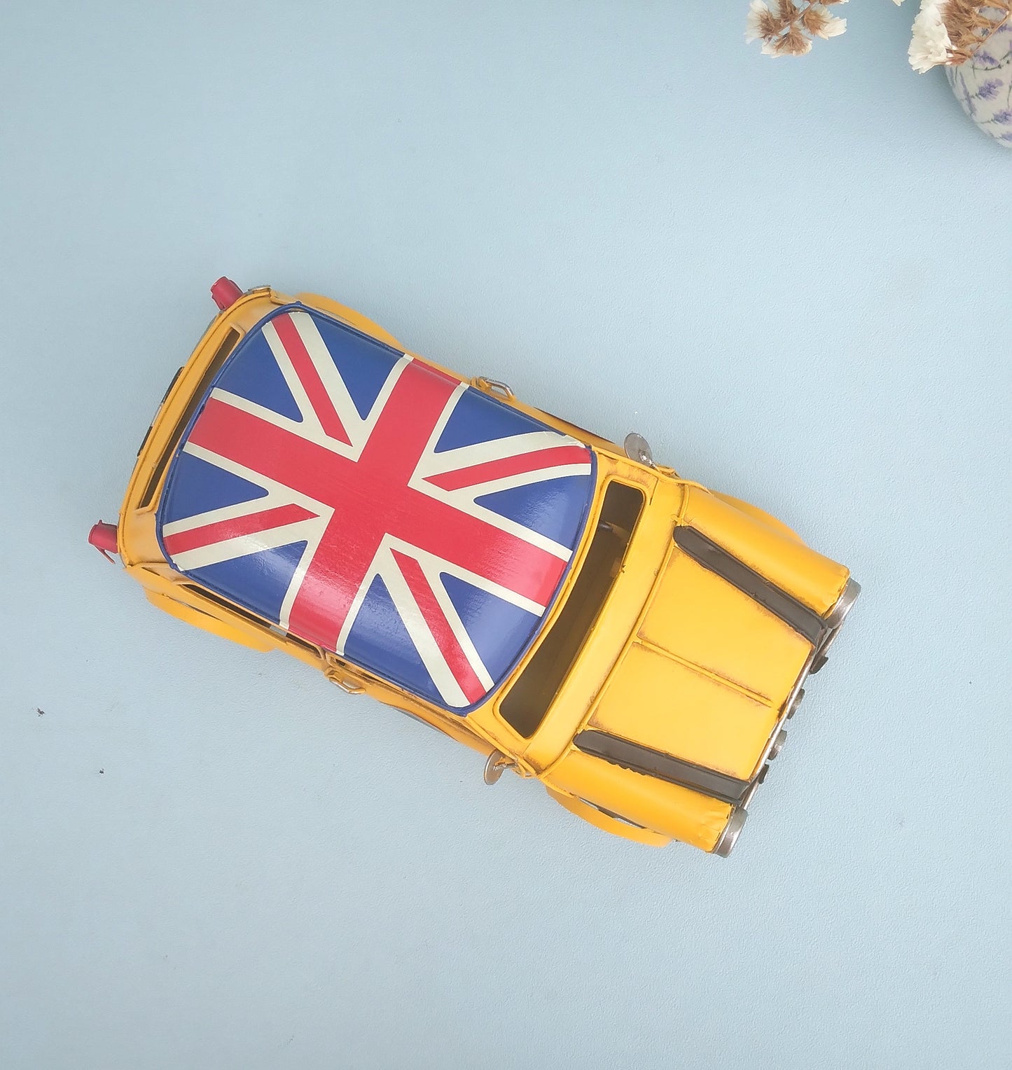 Retro Mini Cooper, Miniature Metal Car With English Flag, Gift Idea For Car Mechanic