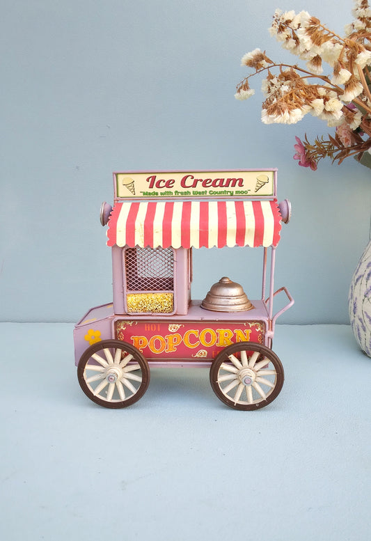 Miniature Ice Cream Cart, Retro Popcorn Stand, Fair Theme Party Table Decor