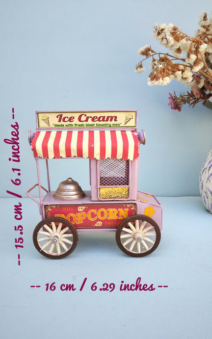 Miniature Ice Cream Cart, Retro Popcorn Stand, Fair Theme Party Table Decor