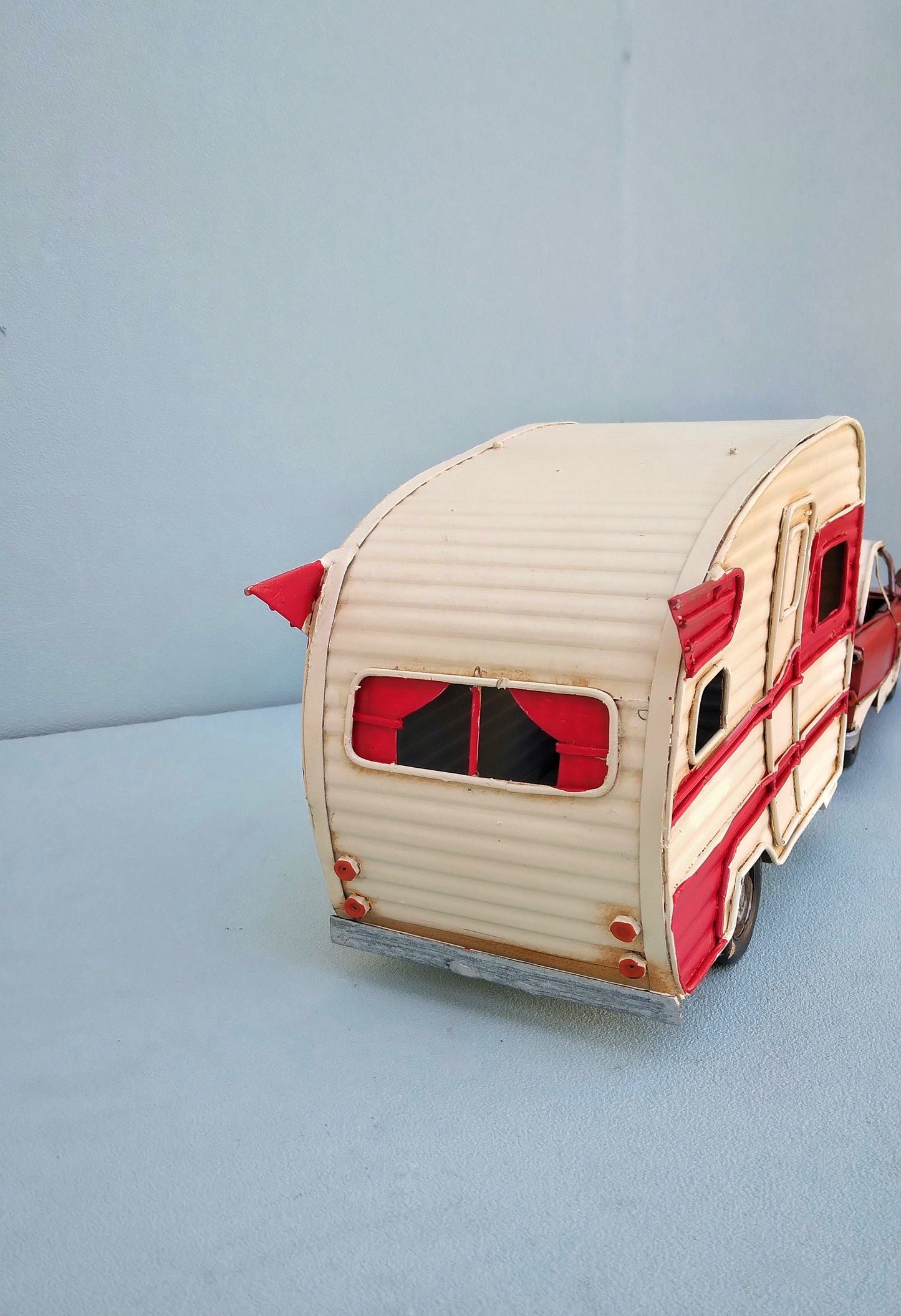 Retro Camping Van Replica, Vintage Aesthetic Cadillac With Caravan, Gift For Campers