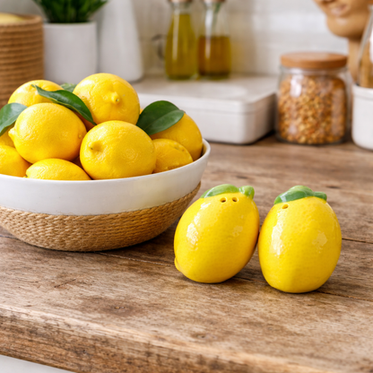 Ceramic Salt And Pepper Shakers, Porcelain Lemon Salt And Pepper Set, Amalfi Coast Kitchen Decor