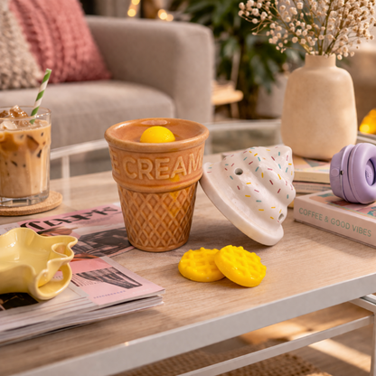 Ceramic Ice Cream Essential Oils Diffuser, Soy Wax Melts And Wax Melter Gift Set, Kawaii Aromatherapy Gifts for Home