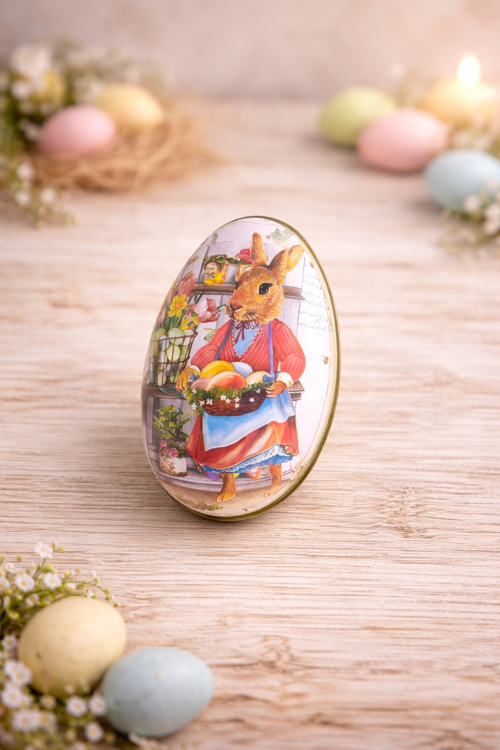 Vintage Easter Egg Tin with Wax Melts | Bunny Retro Metal Box | Scented Wax Melts Gift Set | Easter Gift