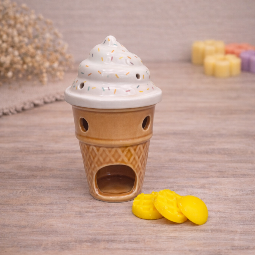 Ceramic Ice Cream Essential Oils Diffuser, Soy Wax Melts And Wax Melter Gift Set, Kawaii Aromatherapy Gifts for Home
