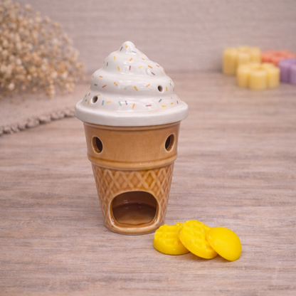 Ceramic Ice Cream Essential Oils Diffuser, Soy Wax Melts And Wax Melter Gift Set, Kawaii Aromatherapy Gifts for Home