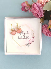 Load image into Gallery viewer, Will You Be My Maid Of Honor Proposal Box With Pink Jade Hoop Earrings
