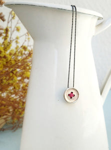 Silver Button Necklace, Unisex Charm Necklace
