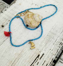 Load image into Gallery viewer, Beaded Gemstone Sailboat Necklace, Cute 18k Gold Plated Silver Boat Charm In Tiny Beads Necklace

