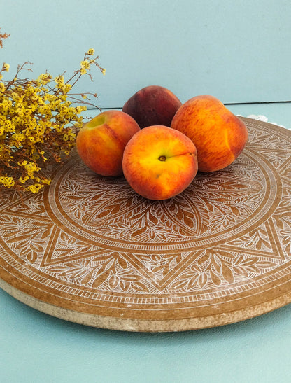 Large Wooden Ottoman Tray, Moroccan Candle Tray For Coffee Table