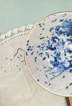 Load image into Gallery viewer, Gold Ceramic Rimmed Bowl, White Porcelain Bowls With Cobalt Splashes, Fine Dining Set Of 2
