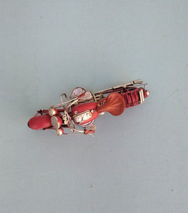 Red Miniature Motorcycle, Retro Collectible Metal Motorcycle