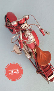 Red Miniature Motorcycle, Retro Collectible Metal Motorcycle