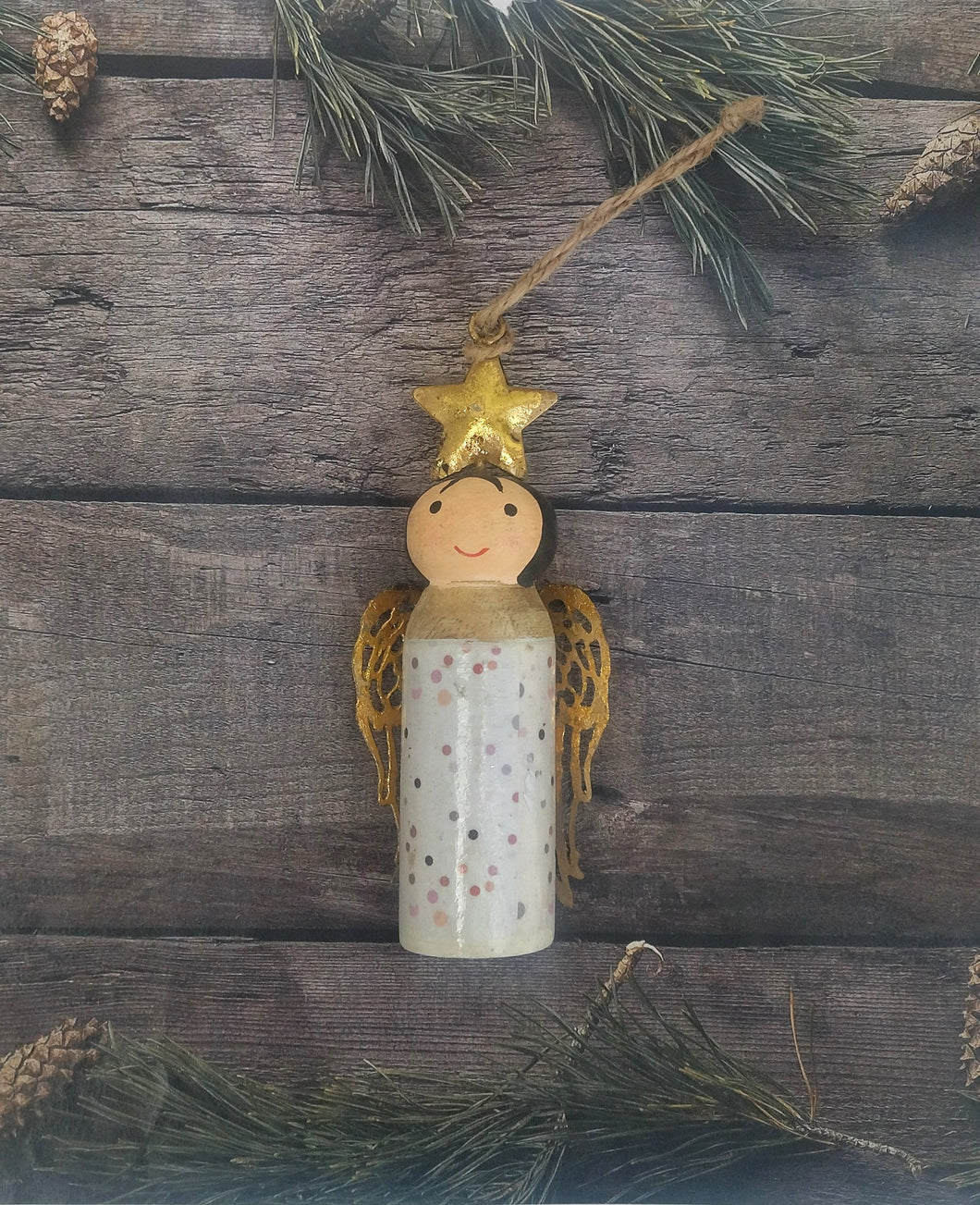 Wood Angel Christmas Ornament, Guardian Angel Gift For Best Friend