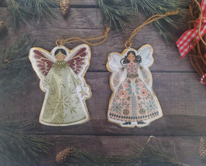 Angel Christmas Ornament For Tree Decoration, Vintage Double Sided Metal Hanging Angel