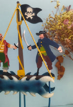 Load image into Gallery viewer, Pendulum Metal Pirate Fencing Scene, Vintage Style Toy
