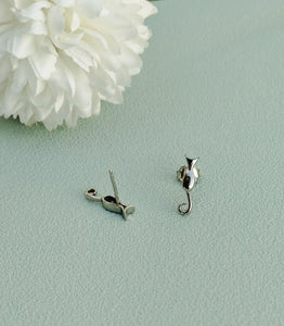 Silver Cat Stud Earrings / Save Stray Animals With Us