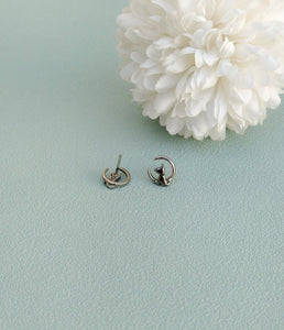 Dog On The Moon Silver Stud Earrings