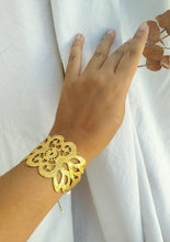 Load image into Gallery viewer, 24k Gold Bracelet, Vintage Aesthetic Bangle Bracelet From Greek Folklore Needlecraft
