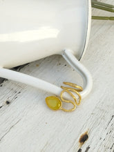 Load image into Gallery viewer, 24k Gold Wrap Ring, Yellow Quartz Adjustable Statement Ring
