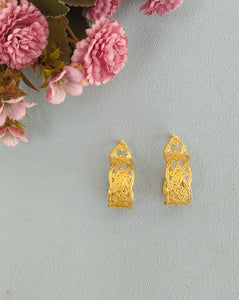 24k Gold Earrings, Vintage Aesthetic Stud Earrings From Greek Folklore Needlecraft