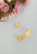 Load image into Gallery viewer, 24k Gold Lace Bracelet, Gold Plated Brass Bangle Bracelet Inspired In Doilies Patterns
