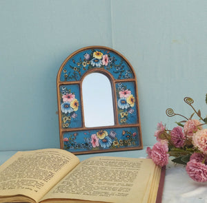 Small Stained Glass Wall Mirror, Stained Glass Accent Mirror