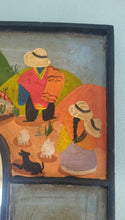 Load image into Gallery viewer, Wood Framed Mirror On Folk Art Painting, Small Wall Hanging Mirror
