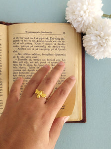 Adjustable Bee Ring, Gold Plated Or Sterling Silver Open Ring