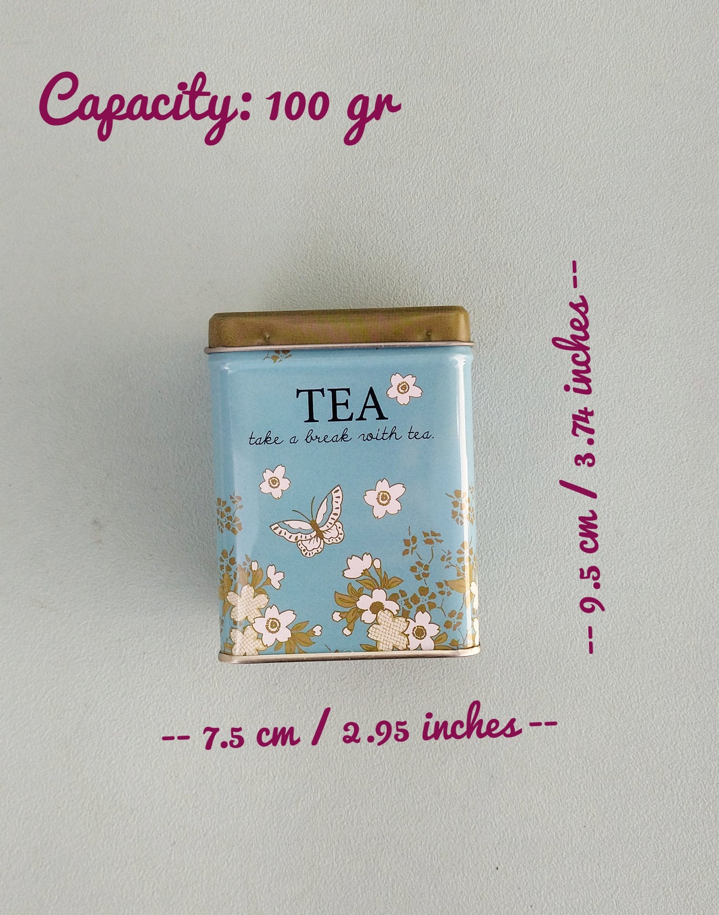 Loose Leaf Tea Tin Box With Lid, Herbal Tea Canister