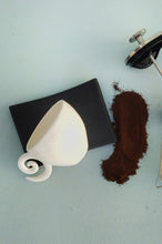 Load image into Gallery viewer, Handmade Coffee Mug, White Ceramic Mug With Black Saucer
