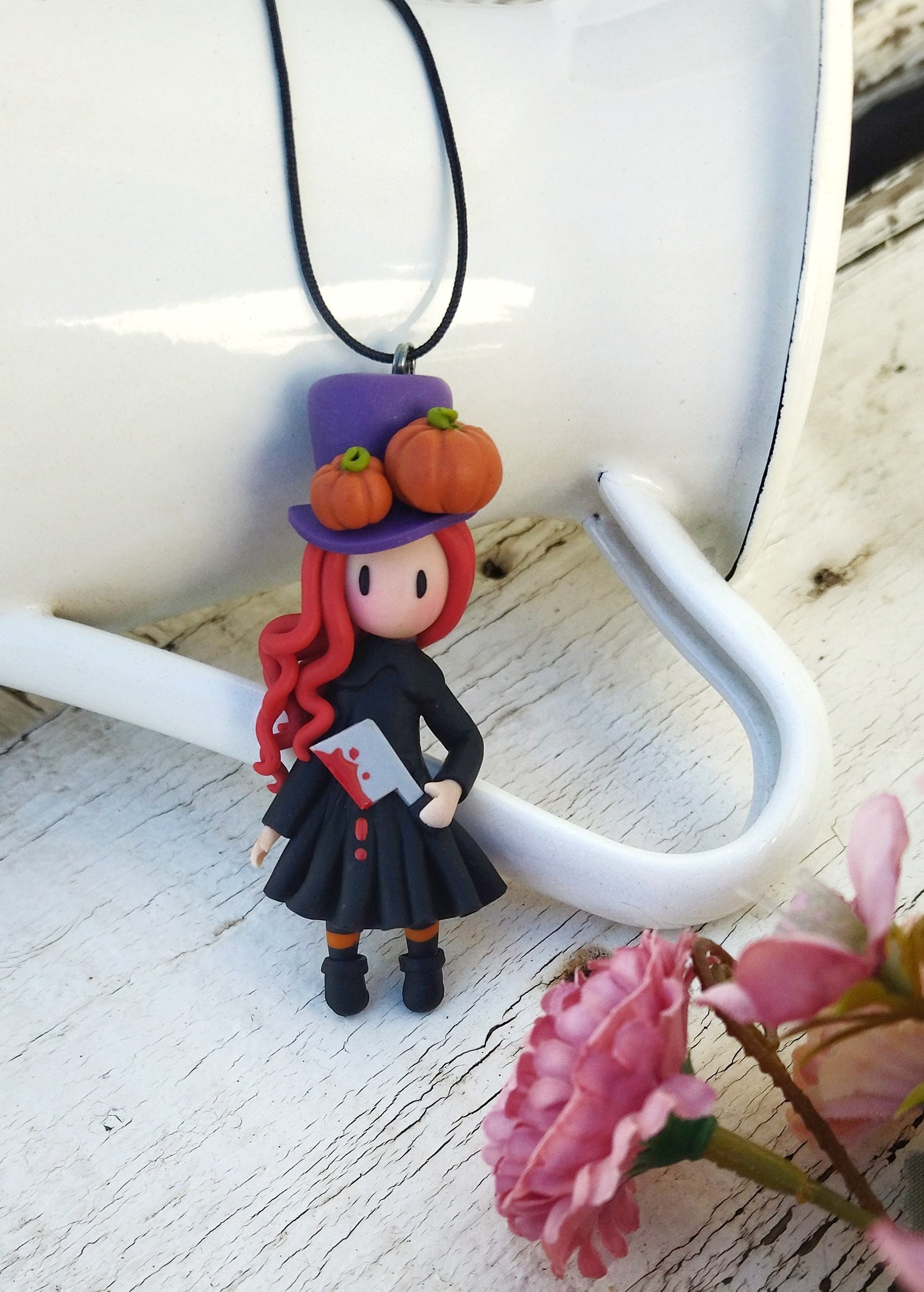 Girl With Butcher's Knife Halloween Necklace
