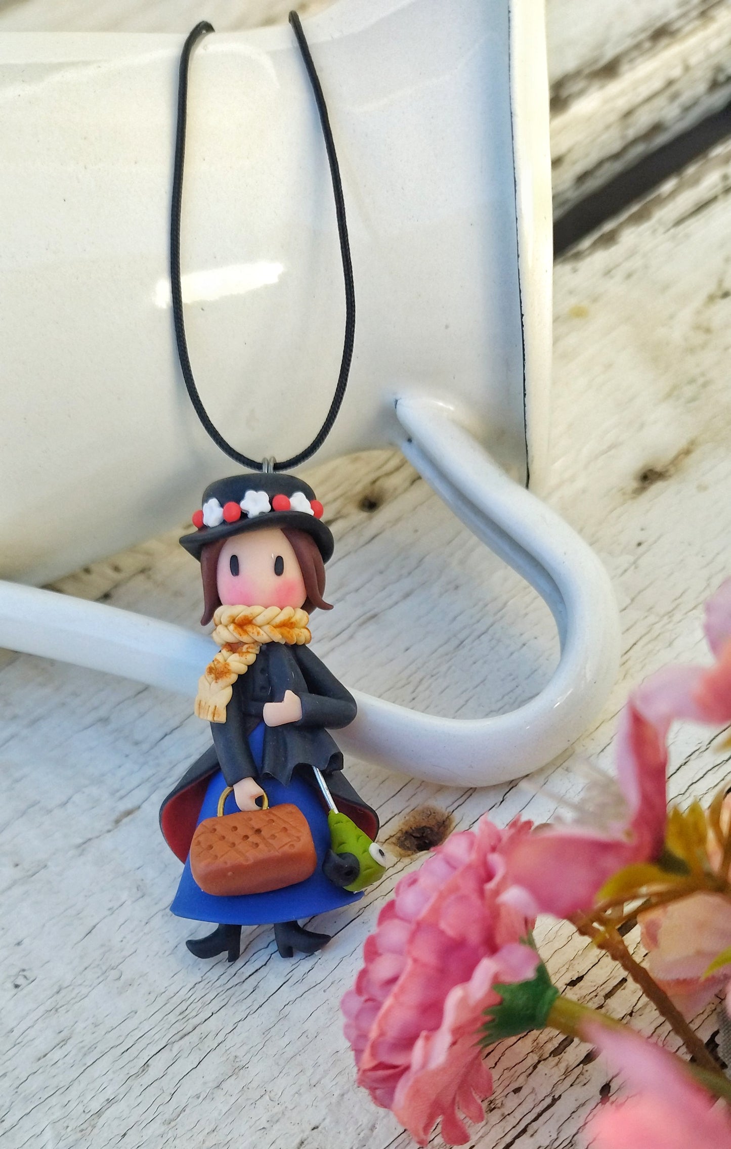 Mary Poppins Polymer Clay Necklace