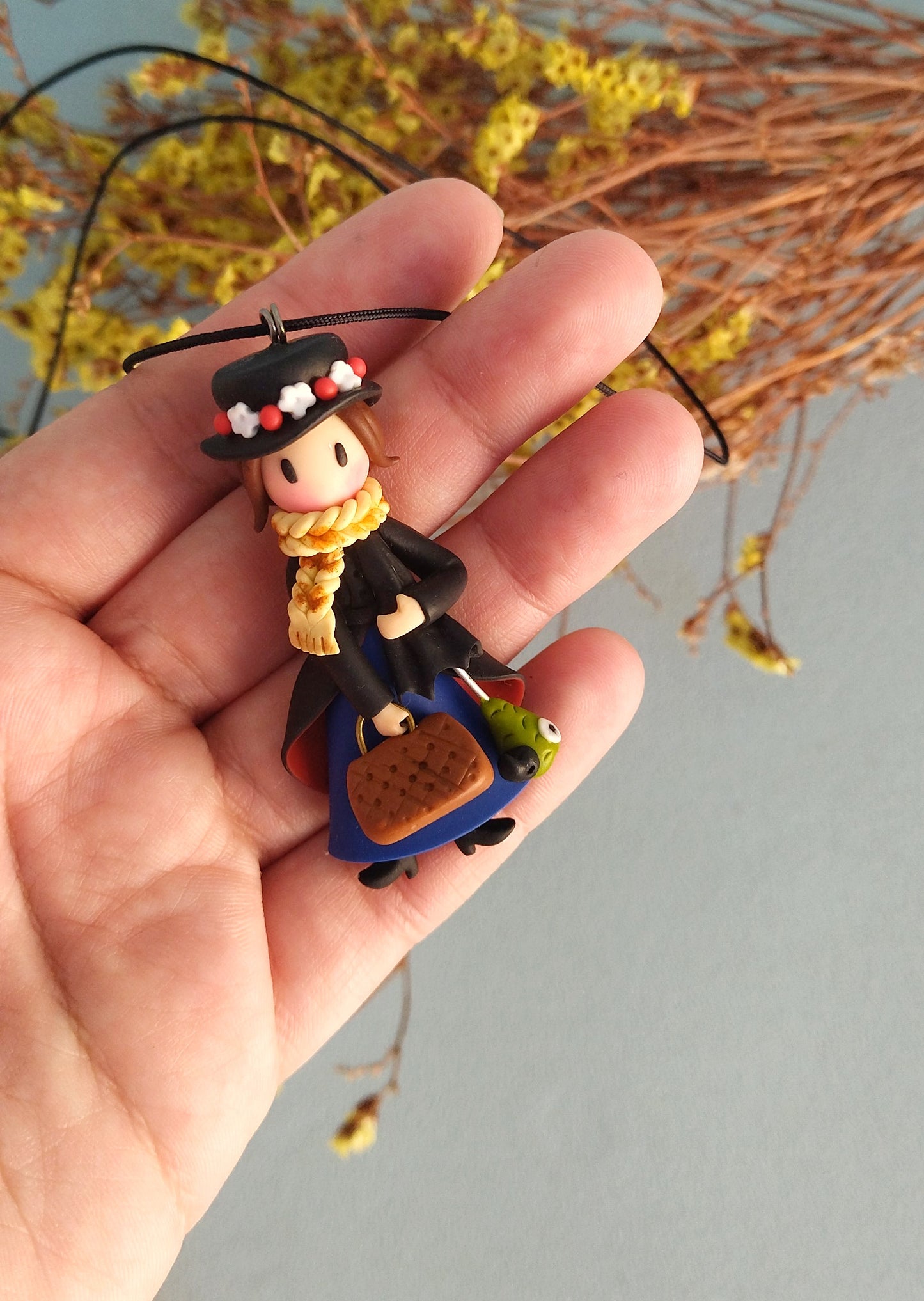 Mary Poppins Polymer Clay Necklace