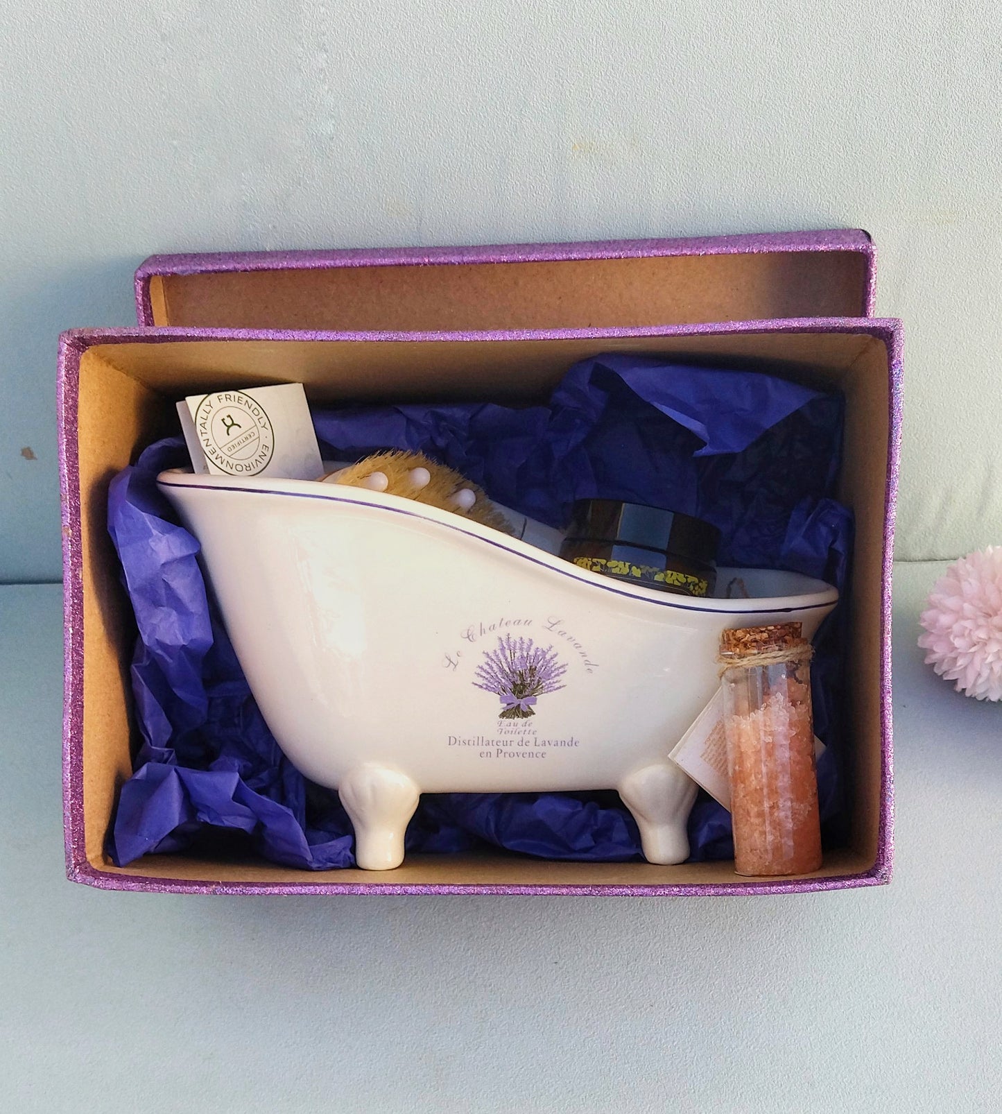 Self Care Lavender Gift Box For Women With Organic Cosmetics