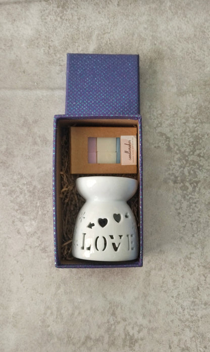 Heart Ceramic Wax Burner With Soy Wax Melts, Wax Melter Gift Set