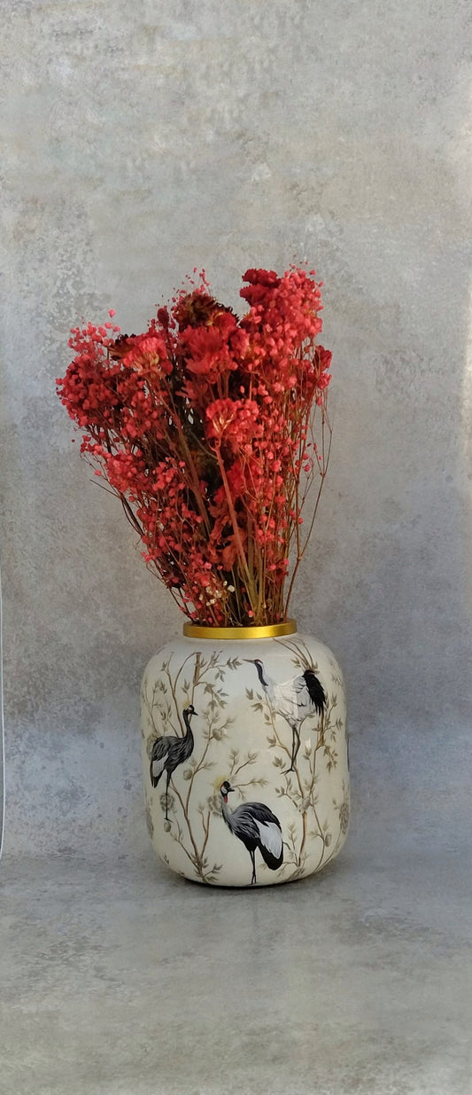 Heron Decorative Vase With Dried Flowers